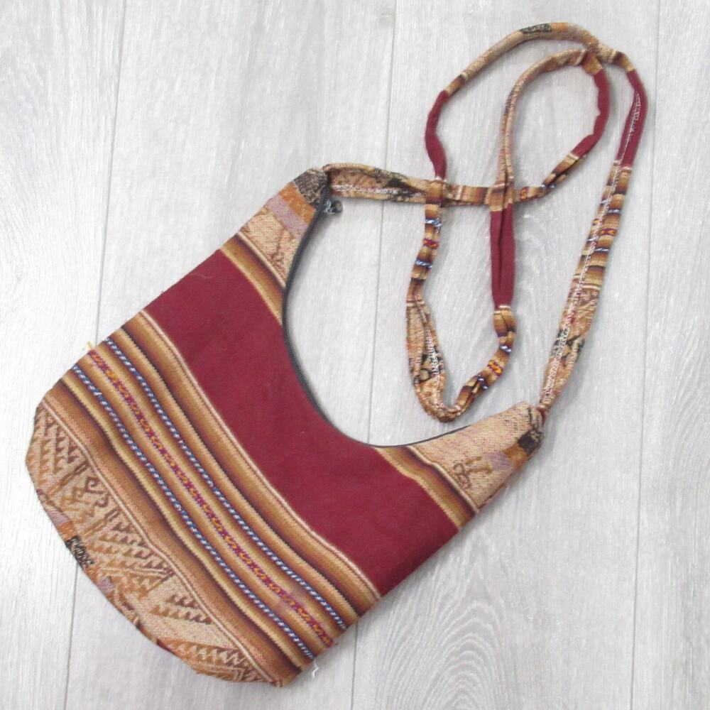 Southwestern Hobo Handbag Women Striped Fabric Lined Purse Crossbody Bag